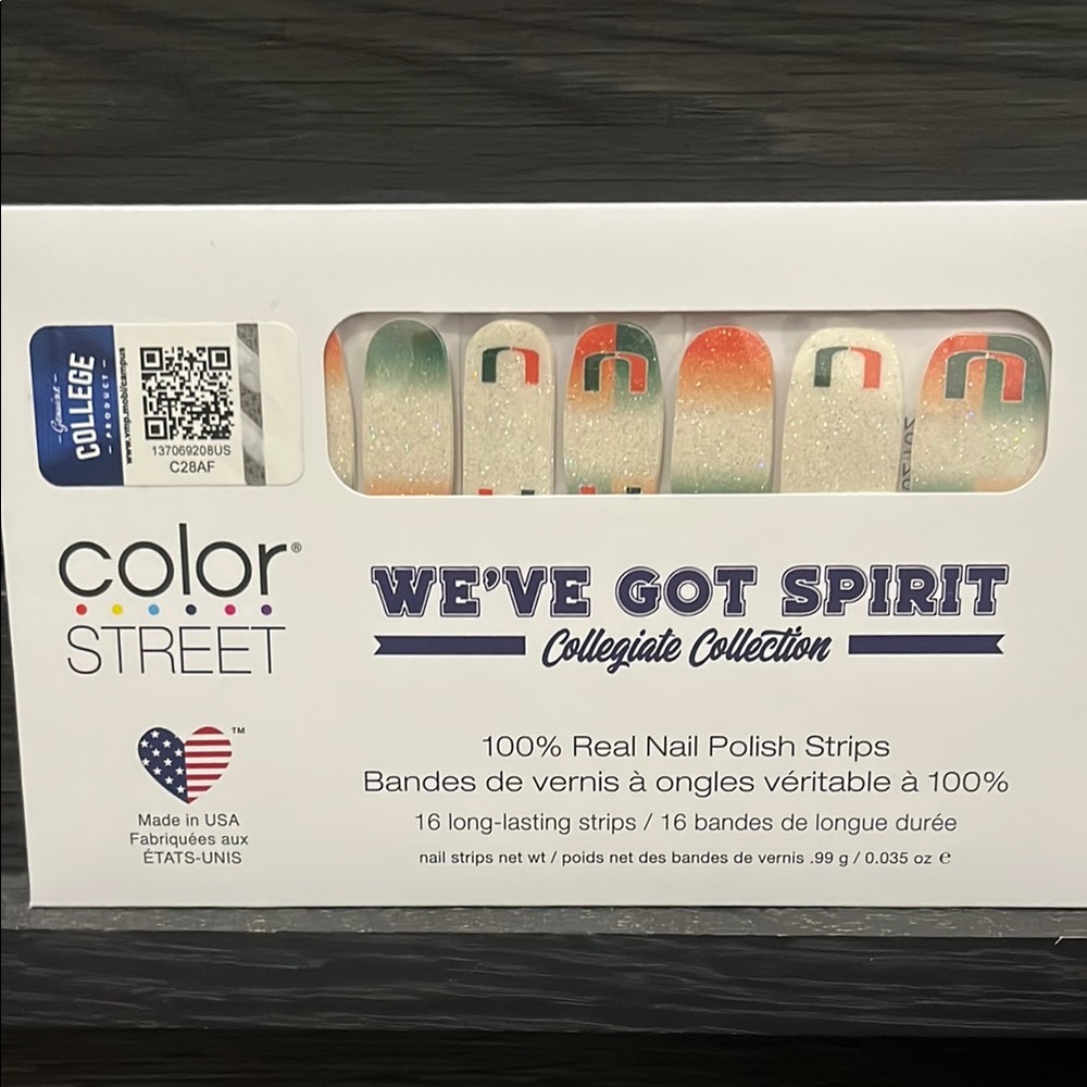Color Street Collegiate Collection Nail Strips - Green, Orange, and White